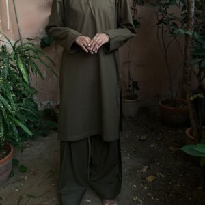aks — earthy olive two piece